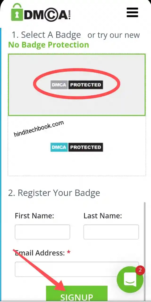 Register your badge dmca