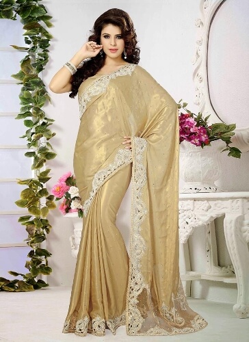 Golden Shimmer Georgette Saree With Embroidery Border