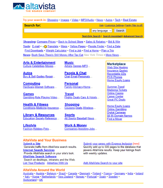 Tampilan Altavista di Tahun 2001