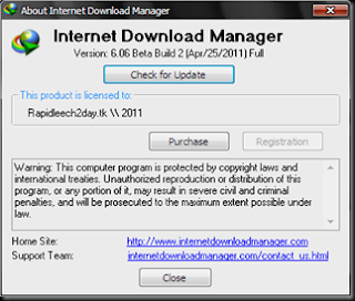 Picture showing Registered IDM IDM 6.06 Beta Build 2