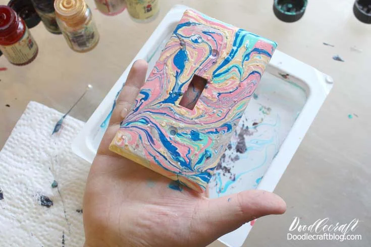 Marbled Light Switch Covers with Easy Marble DIY