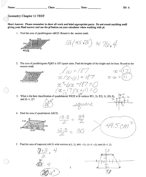 Math Classes Spring 2012: Geometry Chapter 11 Test #2 ...