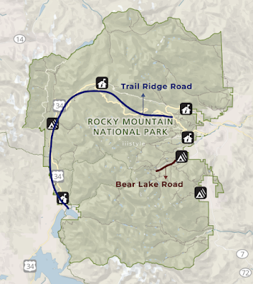 科羅拉多洛磯山國家公園Trail Ridge Road地圖
