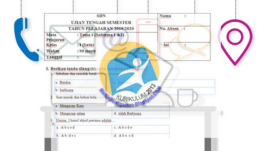 Soal UTS SD Kelas 1 Semester 1 Kurikulum 2013 K13 Revisi Baru Semua Mata Pelajaran Integritas Tematik lengkap Tema Pokok By Media Genggaman