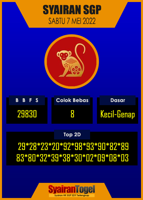 Syairan SGP 7 Mei 2022 Syairan SGP 7 Mei 2022