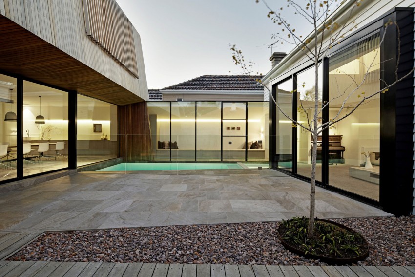 modern home facade - reconnected courtyard