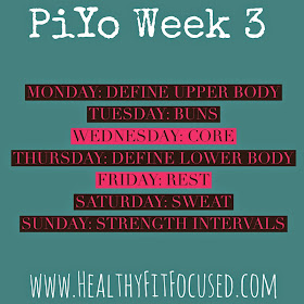 Week 3 Piyo schedule, piyo update and piyo meal plan