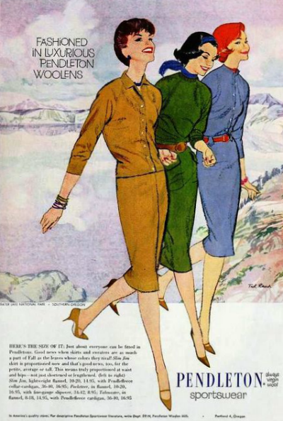 Three models for Pendleton Sportswear Ad for 1959