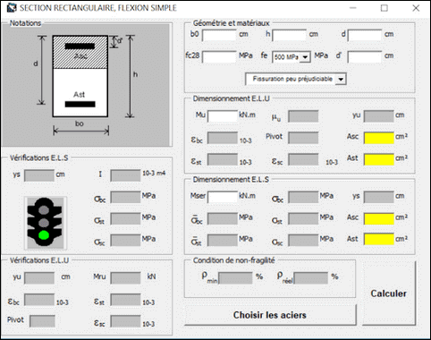 Application pour le calcul du béton armé