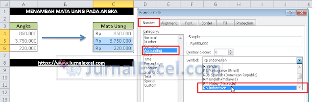 Cara Memformat Mata Uang di Excel - JurnalExcel.com