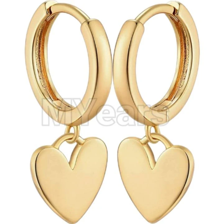 Earrings: Womens Heart Shaped Gold Dangle Earrings by MYears - Shopping Guide