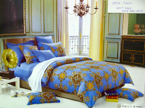 Sprei Satin Jepang Motif Batik Biru