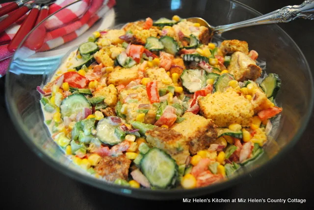 Cheesy Jalapeno Bacon Cornbread Salad at Miz Helen's Country Cottage