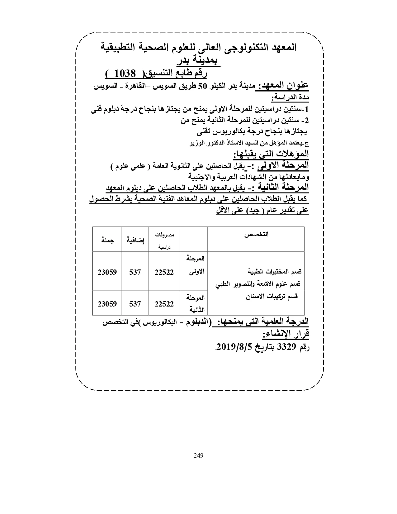 المعهد التكنولوجى العالى للعلوم التطبيقية بمدينة بدر