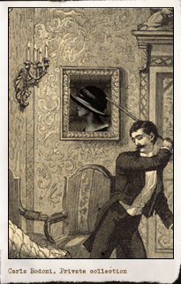 Carla Bodoni en Une semaine de Bonté de Max Ernst. Imagen propiedad de Daniel Filipacchi. Pulse para ver la imagen completa
