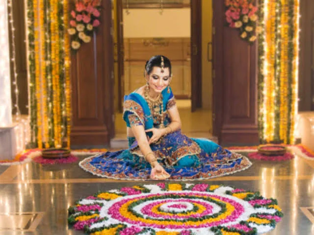 Beautiful photography ideas with rangoli at home