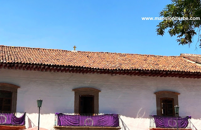 Ancient cantera cross at the roof of the Huitzimengari Palace in Patzcuaro