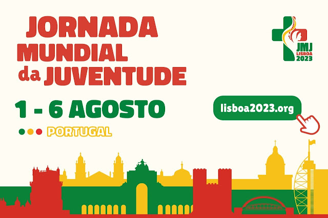 Cartaz alusivo à Jornada Mundial da Juventude (JMJ) 2023, em Lisboa.