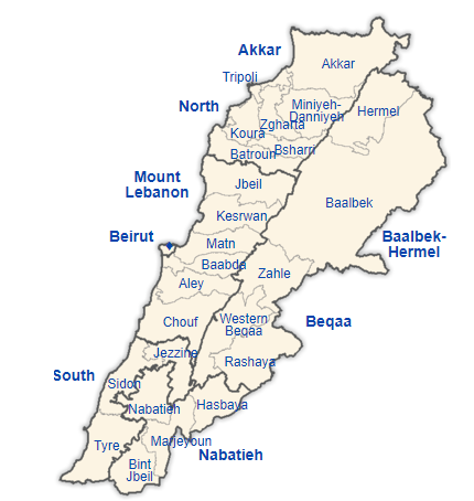 Pembagian wilayah administratif Lebanon