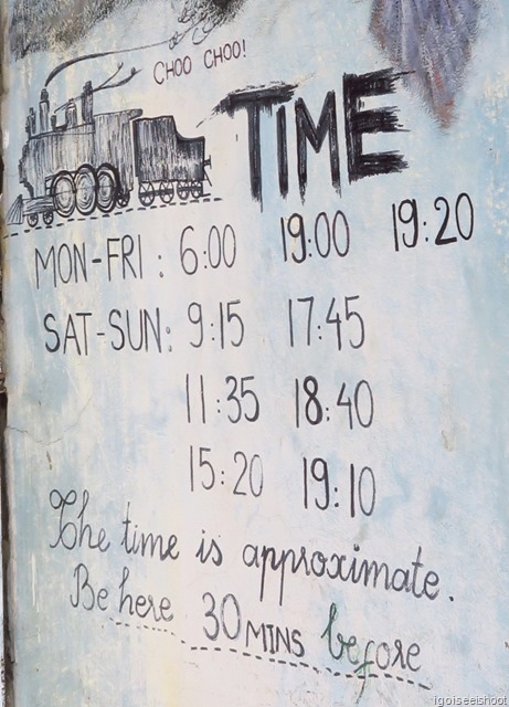 Schedules of the train at Hanoi Train Street between Tran Phu and Dien Bien Phu streets.  