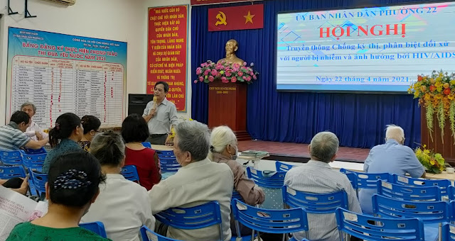 Quang cảnh truyền thông chống kỳ thị, phân biệt đối xử với người bị nhiễm và ảnh hưởng bởi HIVAIDS. (Ảnh Ninh Nguyễn)