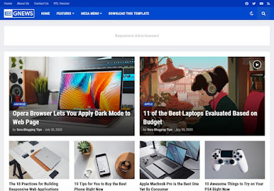 this is a cover image of Gnews SEO ready blogger template for magazine, news, and techonolgy blog