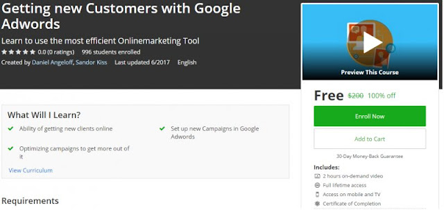 [100% Off] Getting new Customers with Google Adwords| Worth 200$