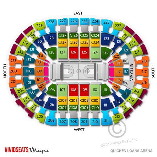 Cleveland Cavaliers Seating Chart & Interactive Map SeatGeek - quicken loans seating chart