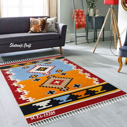 Satranji latest design (3'x5' feet) red, yellow, sky blue mat in Rangpur শতরঞ্জি ডিজাইন SCEx-15205