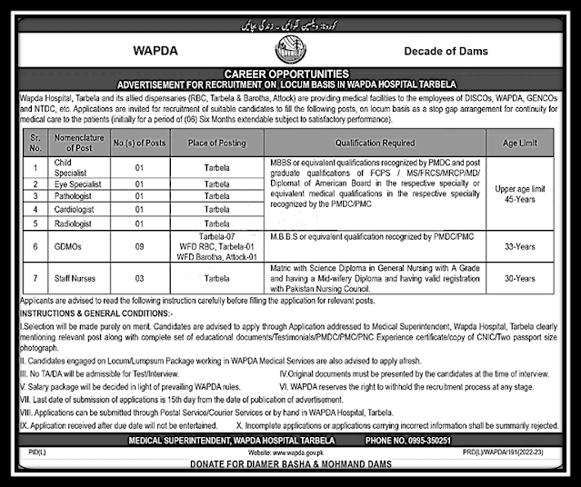 WAPDA Jobs 2023 | Download Advertisement and Application Form | Nokripao