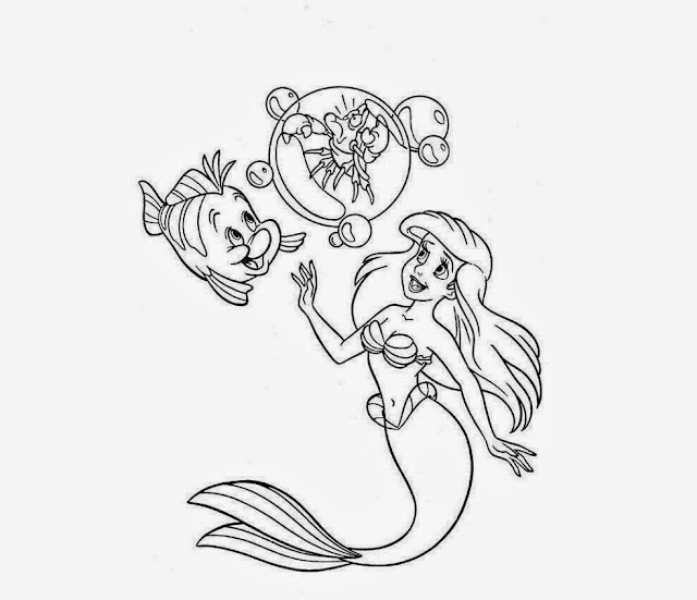 Disney Princess Ariel Coloring Cartoon Drawing Free wallpaper