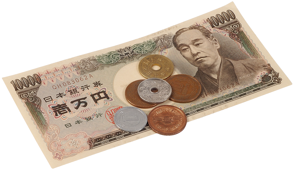 Купюры йен. Японские деньги. Банкноты и монеты Японии. Японская йена. Японская иена на прозрачном фоне.