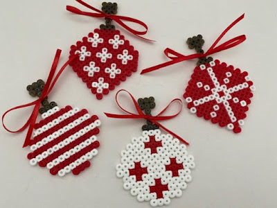 Scandi themed Christmas baubles using Hama beads