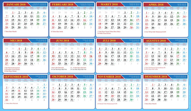 Kalender 2018 file PSD (Photo Shop) GRATIS untuk Desain 