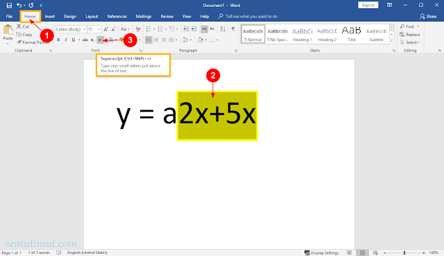 cara membuat pangkat di word 2013