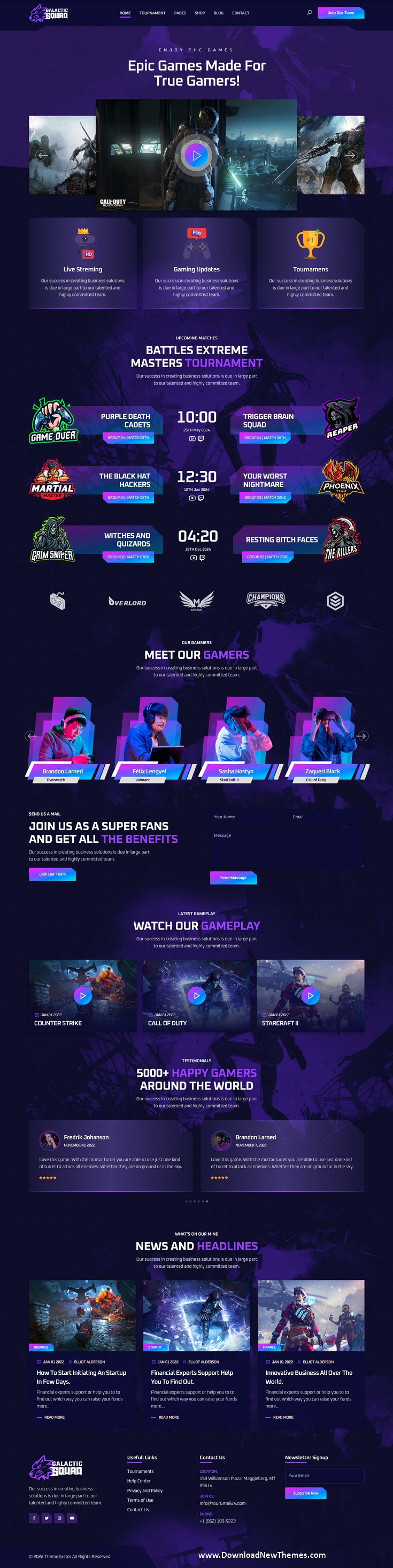 Galactic - eSports and Gaming HTML Template Review