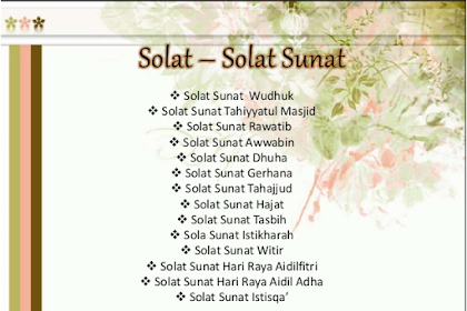 Jenis Jenis Solat Sunat