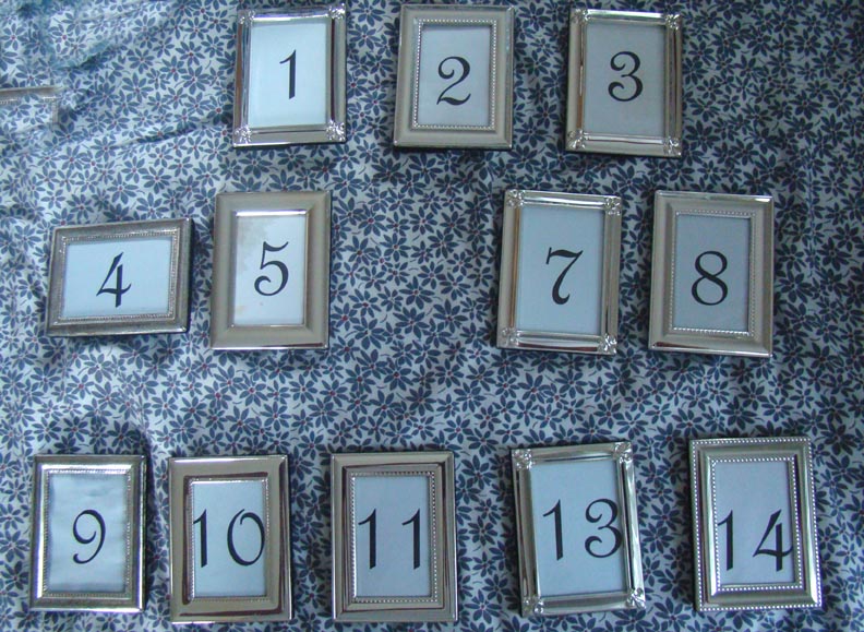  3 Table Numbers Place Cards wedding decor morgantown seating Frames 