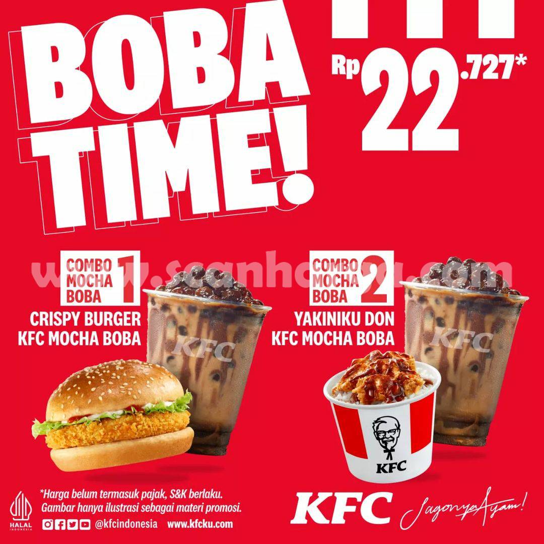 Promo KFC BOBA TIME ! Paket Combo Mocha Boba hanya Rp. 22.727