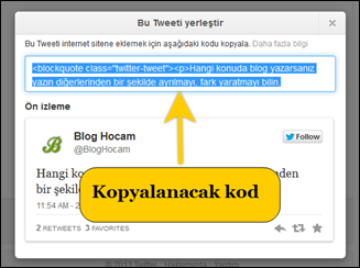 Twitter Embed Kodu