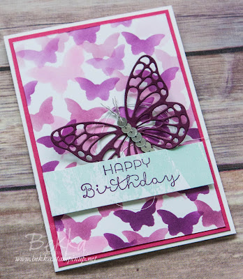 Blackberry Bliss Butterfly Birthday Card made by Bekka Prideaux Independent Stampin' Up! Demo in the UK