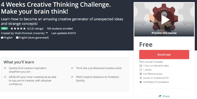 [100% Free] 4 Weeks Creative Thinking Challenge. Make your brain think!