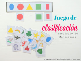 Actividad clasificación imágenes Montessori en casa
