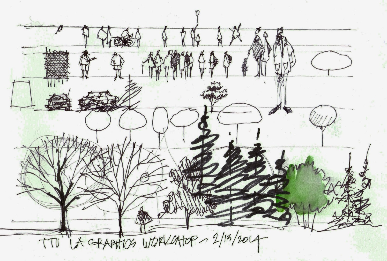 ... great time sketching with Texas Tech Landscape Architecture students