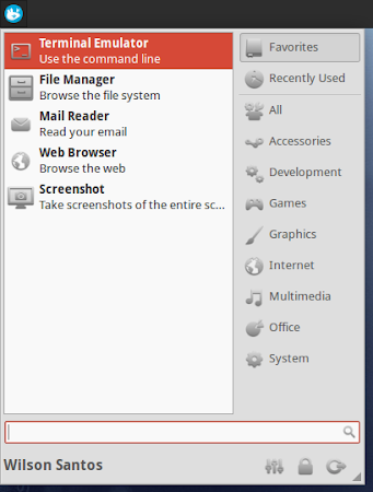 Whisker Menu running on Xubuntu 13.04