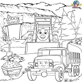 Free online printable worksheets railway images Thomas the train landscape drawings for colouring