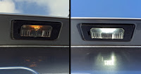 BMW E92 335i LED vs halogen number plate lights