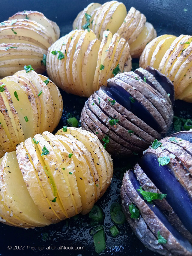 Oven baked hasselback potatoes, accordion potatoes, fanned potatoes with jackets