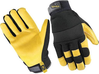 A pair of work gloves.