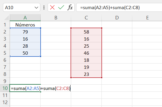 Cómo sumar en Excel varias celdas separadas